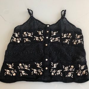 Embroidered strap shirt